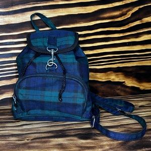 Vintage 90’s  Mini Backpack Plaid Green/Blue